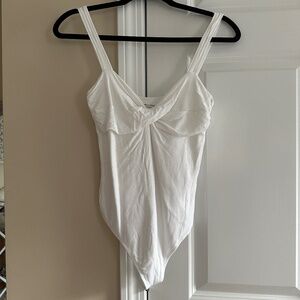 Abercrombie & Fitch Soft Collection Drapery White Tank Bodysuit Size S